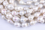 12-13mm Large White Baroque Freshwater Pearl, Full Strand