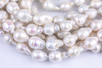 12-13mm Large White Baroque Freshwater Pearl, Full Strand
