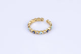 1 pc Gold Enamel Evil Eye Ring, Adjustable Ring, Minimalist Cz Ring, Micro Pave Ring, Gold Open Ring, Dainty Jewelry- Wholesale