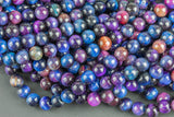 Natural multi tiger eye. 4mm 6mm 8mm 10mm 12mm round bead . blue purple multi color tiger eye bead . Great quality full strand 15.5