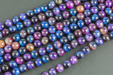 Natural multi tiger eye. 4mm 6mm 8mm 10mm 12mm round bead . blue purple multi color tiger eye bead . Great quality full strand 15.5