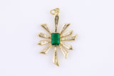 1 pc Dainty STARBURST With Emerald Cut CZ Charm- 18k Gold CZ Star Charm, Celestial Pendant, Micro Pave Charm- 25x35mm