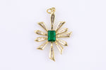 1 pc Dainty STARBURST With Emerald Cut CZ Charm- 18k Gold CZ Star Charm, Celestial Pendant, Micro Pave Charm- 25x35mm