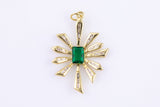 1 pc Dainty STARBURST With Emerald Cut CZ Charm- 18k Gold CZ Star Charm, Celestial Pendant, Micro Pave Charm- 25x35mm