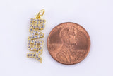 1 pc 18k Gold Micro Pave Baby Word Charm Lover Girl Charm for Necklace Earring Component- 7x21mm