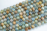 Natural Argentina Lemurian Aquatine Calcite Aka Blue Calcite Smooth Round Beads 6mm 8mm 10mm 12mm 15.5" Strand