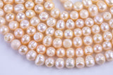 7-8mm AA Quality Off Round Freshwater Pearl- Peach- Full 15 inch strand