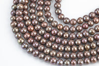 AA 7-8mm Natural Freshwater Pearls - Off Round 1 Full Strand- Light Peacock