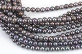 AA 6-7mm Natural Freshwater Pearls - Off Round 1 Full Strand- Light Peacock