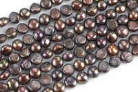 10mm A Quality Flat Round Peacock Freshwater Pearls