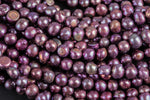 10mm A Quality Flat Round Peacock Freshwater Pearls- Raspberry Purple