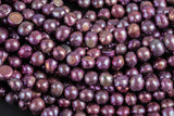 10mm A Quality Flat Round Peacock Freshwater Pearls- Raspberry Purple