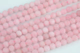 Rose Quartz Beads Matte Natural , High Quality in Round- 4mm, 6mm, 8mm, 10mm, 12mm- 15.5 Inch Strand Gemstone Beads