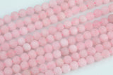Rose Quartz Beads Matte Natural , High Quality in Round- 4mm, 6mm, 8mm, 10mm, 12mm- 15.5 Inch Strand Gemstone Beads