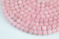 Rose Quartz Beads Matte Natural , High Quality in Round- 4mm, 6mm, 8mm, 10mm, 12mm- 15.5 Inch Strand Gemstone Beads
