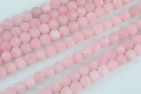 Rose Quartz Beads Matte Natural , High Quality in Round- 4mm, 6mm, 8mm, 10mm, 12mm- 15.5 Inch Strand Gemstone Beads