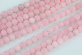 Rose Quartz Beads Matte Natural , High Quality in Round- 4mm, 6mm, 8mm, 10mm, 12mm- 15.5 Inch Strand Gemstone Beads