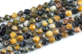 Natural Petrified Wood- Hexagon Shape- Grade A High Quality- 8mm and 10mm- Full Strand 16" AAA Quality Gemstone Beads