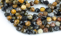 Natural Petrified Wood- Hexagon Shape- Grade A High Quality- 8mm and 10mm- Full Strand 16" AAA Quality Gemstone Beads