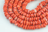 Natural Orange Bamboo Coral Free form Roundel Beads. Medium Size- 10-12m-15.5 inch strand Gemstone Beads