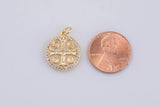 14k Gold Saint Benedict San Benito Cross Religious Catholic Coin Charm Charms Pendant 16mm