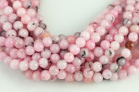 8mm Smooth Bubblegum Pink Opal Jade Beads in Smooth Round - 6mm 8mm 10mm 12mm - Full Strand 15.5 inches AAA Quality