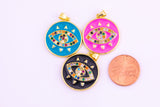 1 pc Dainty Evil Eye Enamel Pendant- 18k Gold CZ HEART Charm, Micro Pave Charm- 21mm- 1 per order