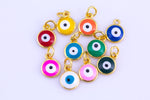 4pc 18k Gold Enamel Evil Eye Charm Diamond CZ Drop Charm Cubic Protector Pendant Tiny Lucky Dainty Necklace - 7mm- 4 pc Per order