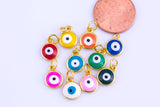 4pc 18k Gold Enamel Evil Eye Charm Diamond CZ Drop Charm Cubic Protector Pendant Tiny Lucky Dainty Necklace - 7mm- 4 pc Per order