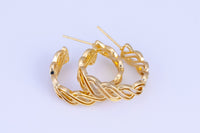 1 pairs 18kt Gold Hoop Stud Wire Earring, Earring 26mm