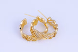 1 pairs 18kt Gold Hoop Stud Wire Earring, Earring 26mm