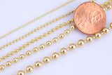 16" 14K DAINTY NECKLACE CHAIN Gold for Layering -Ball Chain 16" w/ 2.5" extender chain