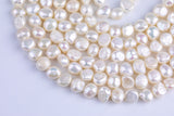 White Fresh Water Pearl Center Drill Nugget Beads 7-8mm 8-9mm 15" Strand