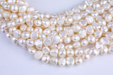 White Fresh Water Pearl Center Drill Nugget Beads 7-8mm 8-9mm 15" Strand