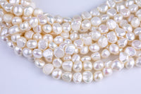 White Fresh Water Pearl Center Drill Nugget Beads 7-8mm 8-9mm 15" Strand