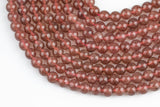 Natural Strawberry Quartz, High Quality in Round, 4mm, 6mm, 8mm, 10mm, 12mm Smooth Gemstone Beads