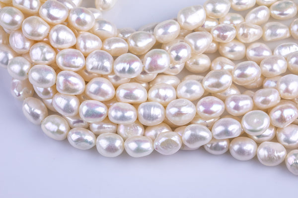 7-8mm, 8-9mm, 9-10mm Flat Potato Nugget Pearl A Quality Round Freshwater Pearl