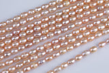 Peach 5x7mm Potato Pearl A Quality Round Freshwater Pearl- 15 inch strand