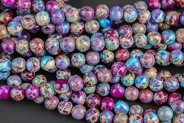 Natural Purple AFRICAN Sea Sediment Jasper smooth round sizes, 4mm, 6mm, 8mm, 10mm, 12mm- Full 15.5 Inch Strand- Wholesale Price Smooth