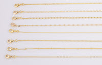 16" 14K Gold Anti-Tarnish Necklace Selection Oval Paperclip Singapore Ball Satellite Link Chain Necklaces High Quality Layering Chain