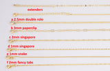 16" 14K Gold Anti-Tarnish Necklace Selection Oval Paperclip Singapore Ball Satellite Link Chain Necklaces High Quality Layering Chain