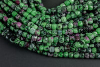 Natural Ruby Zoisite Faceted Faceted Cube Beads Size 4-5mm 7.5" Strand