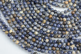 Natural Genuine Thai BLUE SAPPHIRE 15.5" - 4mm - Nice Size Hole - Diamond Cutting, High Facets- Nice and Sparkly- Faceted Rond