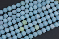 Natural Matte Aquamarine Beads - Matte Finished Round 6mm 8mm 10mm - Full Strand 15.5"