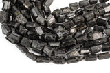 Natural Black Tourmaline Freeform Nugget - Approximately 14mm and 11mm - Full 15.5 inch strand Gemstone Beads