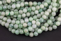 Natural Soft Green Burmese Jade Burma Jade 4mm 6mm 8mm 10mm 12mm Soft Green Pale Polished Round Beads 15.5" Strand Gemstone Beads