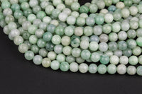 Natural Soft Green Burmese Jade Burma Jade 4mm 6mm 8mm 10mm 12mm Soft Green Pale Polished Round Beads 15.5" Strand Gemstone Beads