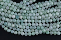 Natural Soft Green Burmese Jade Burma Jade 4mm 6mm 8mm 10mm 12mm Soft Green Pale Polished Round Beads 15.5" Strand Gemstone Beads