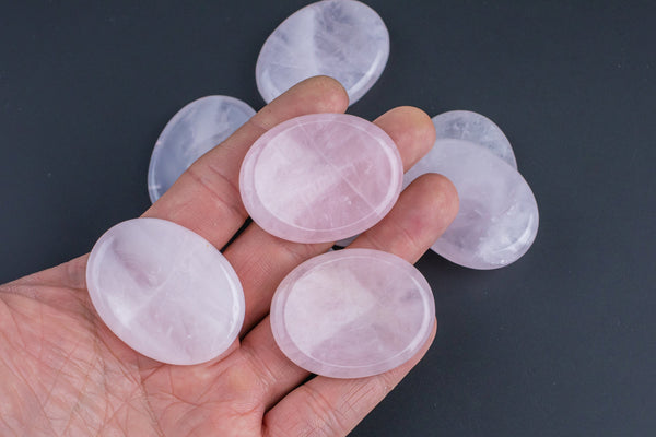 Natural Rose Quartz Worry Stone- 35x45mm