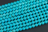 Natural Blue Turquoise, High Quality in Faceted Round. 3mm, 4mm, 6mm, 8mm, 10mm, 12mm, 14mm-Full Strand 15.5 inch Strand Gemstone Beads